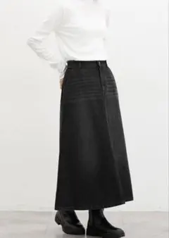 デニムロングスカート ブラック