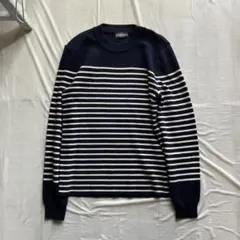 cafe du cycliste /ボーダーニット M ネイビー 白 ウール