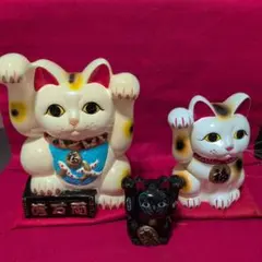 招き猫 貯金箱 三毛猫 陶器 置物 二匹 - メルカリ