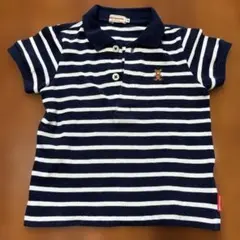 ミキハウス ポロシャツ 90 ネイビー/ホワイトストライプ