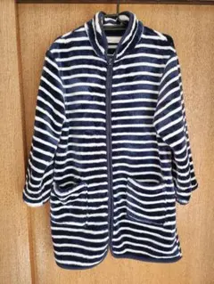 あったかガウン。寒い季節に。 紺白ストライプ