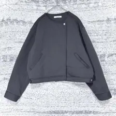 ドゥアルシーヴ ノーカラージャケット チャコールグレー ストレッチ F 春秋