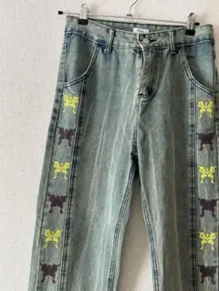 y2k デニム パンツ 刺繍