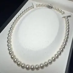 タサキ アコヤ真珠 パール ネックレス ブルー グレー 8.5㎜ 40 