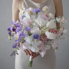造花ウェディングブーケ　結婚式　前撮り　披露宴　パープル　紫