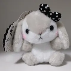 グレー＆ホワイト モノトーン LMC ぽてうさろっぴー ぬいぐるみ マスコット
