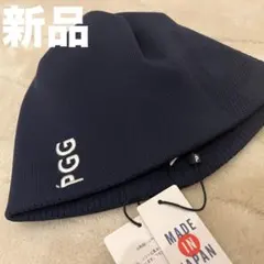 新品★10,780円 PGG パーリーゲイツ 刺繍&BIGロゴ ニット帽子 紺