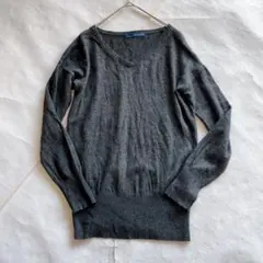 IENA SLOBE Vネックウール長袖ニット薄手　ゆるだほ　シンプル　グレー