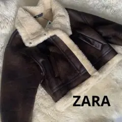 新品ZARAダークブラウン　ボア付きレザージャケット