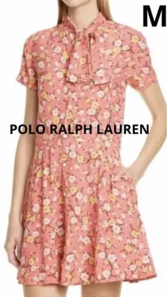美品♪POLO RALPH LAUREN♪ボータイワンピース　花柄　半袖　M