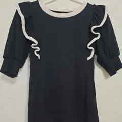 GRL フリルリブトップス ブラック M
