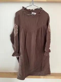 pairmanon ダブルガーゼ花柄刺繍ワンピース　120cm