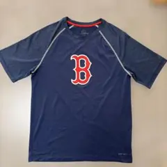Majestic MLB レッドソックス Bロゴ 半袖Tシャツ ネイビー