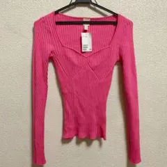 H&M♡ハートネックリブトップス