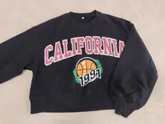 【GU】キッズトレーナー　ショート丈黒　Sサイズ