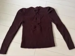 GRL レースアップ リブニット ボルドー M