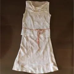 《ANNE KLINE》オーガンジー&スパンコール ツーピース