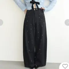 LILY BROWN CANDY STOCK バリエーションビジューデニムパンツ