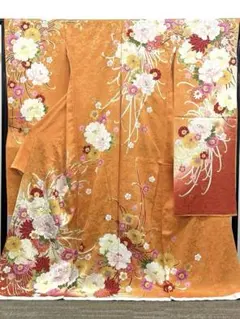 仮絵羽 振袖 金駒 金彩 紋意匠 未仕立て品 正絹 八掛付き HFT006