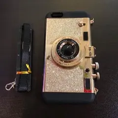 iPhone6plusケース カメラ型 ラメシルバー