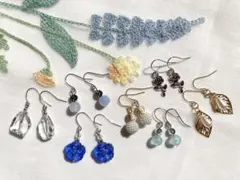 No.365 ブルー ホワイト系 シンプルピアス まとめ売り お買い得 セール