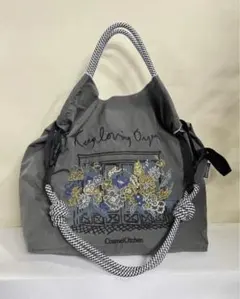 早朝セール【新品】刺繍ナイロンエコバッグ（Mサイズ）ショルダー付き
