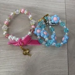 カラフルビーズフラワーブレスレットセット