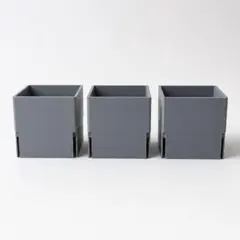 3Dプリンター 鉢 3個セット グレー 植木鉢 しかくPOD 60×60