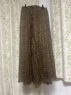 レオパード柄 プリーツロングスカート