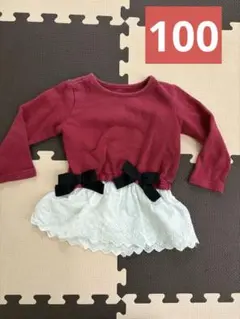 美品 100 赤×白のチュニック