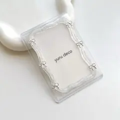 レジンデコ 硬質ケース トレカケース B8 推し活 うねうね 白 クリア リボン