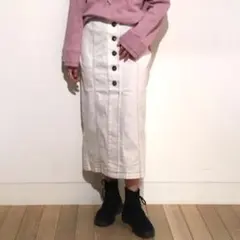 Ray BEAMS ステッチ ホワイト デニムスカート タイトスカート