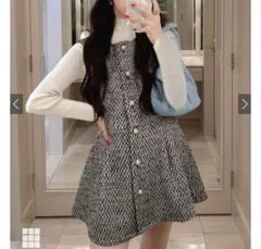 GRL ツイードペプラムベスト