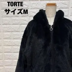 TORTE ファーコート 黒 Mサイズ フード付き 秋冬 モコモコ【2740】のサムネイル