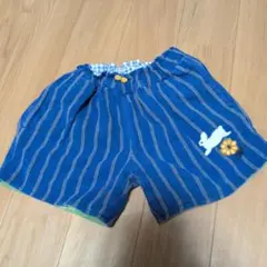 ウサギ刺繍のストライプハーフパンツ 110