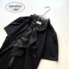 【アリスバーリー】フリルカットソー 黒 M ドット シフォン 上品のサムネイル