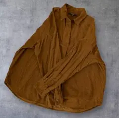 UNIQLO ブラウン 長袖シャツ　スキッパー　レディース　コーデュロイ