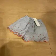 新品 プティマイン 80 ショートパンツ キュロット ブルー スカラップ