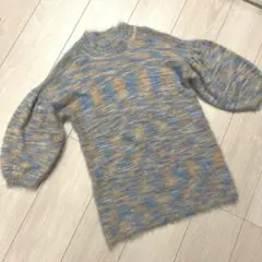 【美品】130グリーンレーベルリラクシング モヘアふわふわニット　ふんわり袖