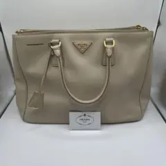 PRADA プラダ サフィアーノレザー ハンドバッグ ベージュ 三角ロゴ