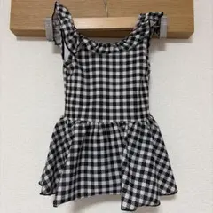 チェック柄フリルワンピース水着 90