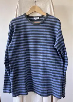 Agnes.b クルーネック ボーダー 長袖 Tシャツ ブルー ブラック 日本製