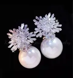 【お値下げ中】パールシルバーイヤリング／ブライダル／ウェディング／前撮り