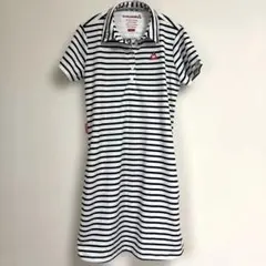 le coq sportif(ルコック ゴルフ)半袖ワンピース ボーダー 白×紺
