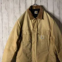 90s カーハート ダックジャケット トラディショナルコート 襟元切替 ブラウン