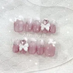 ネイルチップ オーダー マグネット フレンチガーリー ワンホン 韓国 量産型