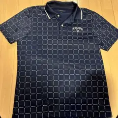 Callaway チェック柄 ポロシャツ M ネイビー