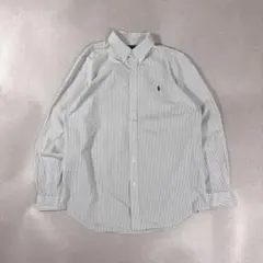 現行QRタグ ラルフローレン ストライプ長袖BDシャツ ホワイト×グレー