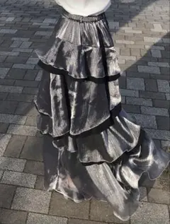 ⭐︎新品⭐︎送料込⭐︎フレアスカート シルバー ロングスカート