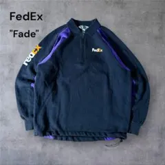 844 希少古着FedExハーフジップスウェット短丈フェード企業系ドローコード